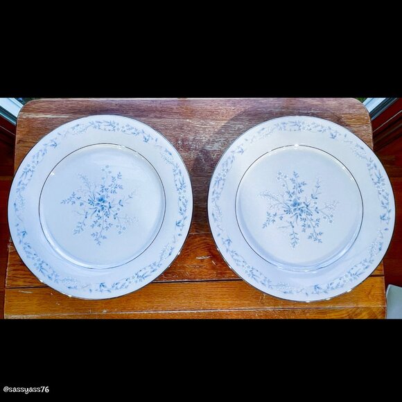 ▪️VTG▪️NORITAKE▪️Set of 2 CAROLYN Pink Blue Floral Platinum Trim Dinner Plates - Picture 3 of 5